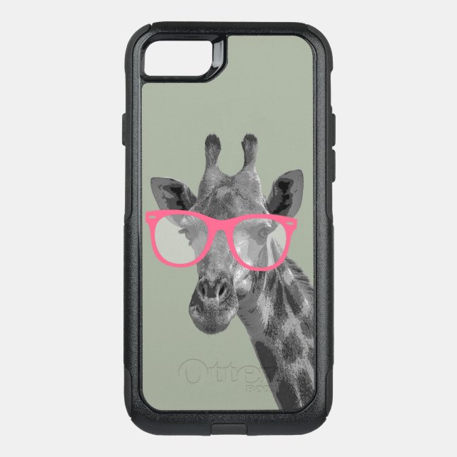Giraffe with Pink Glasses Cute Funny Phone Otterbox iPhone Case (Back)
