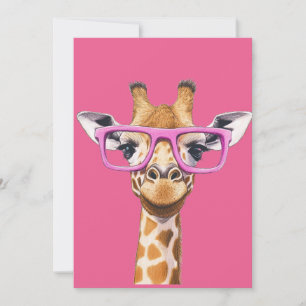 Giraffe with Pink Glasses Invitation