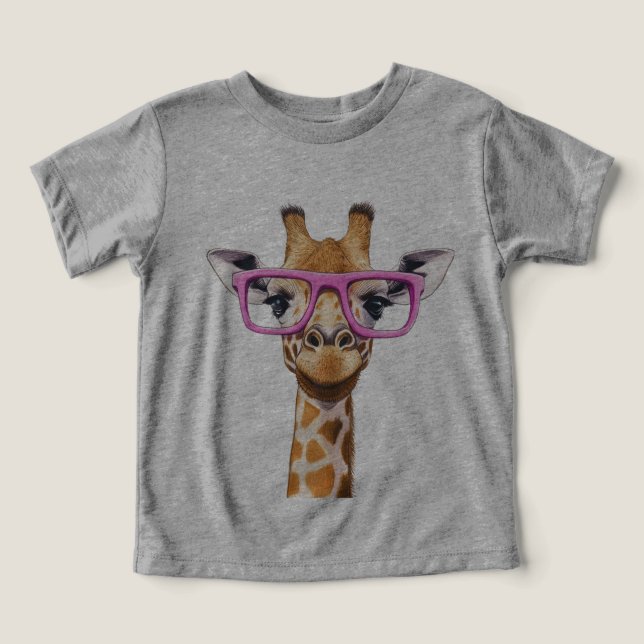 Giraffe with Pink Glasses  Toddler T-shirt (Design Front)