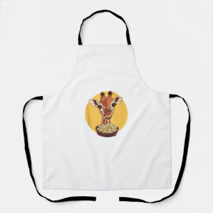 Giraffe With Popcorn Cartoon Animal Humor Apron