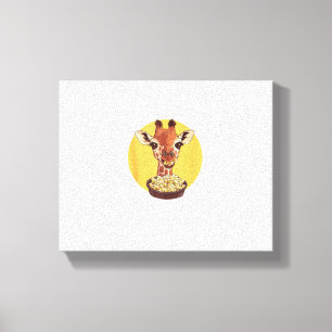Giraffe With Popcorn Cartoon Animal Humor Canvas Print