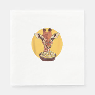 Giraffe With Popcorn Cartoon Animal Humor Napkins