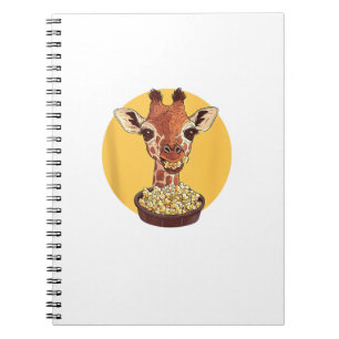 Giraffe With Popcorn Cartoon Animal Humor Notebook