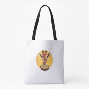 Giraffe With Popcorn Cartoon Animal Humor  Tote Bag