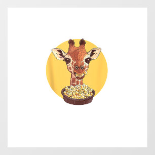 Giraffe With Popcorn Cartoon Animal Humor  Wall Decal