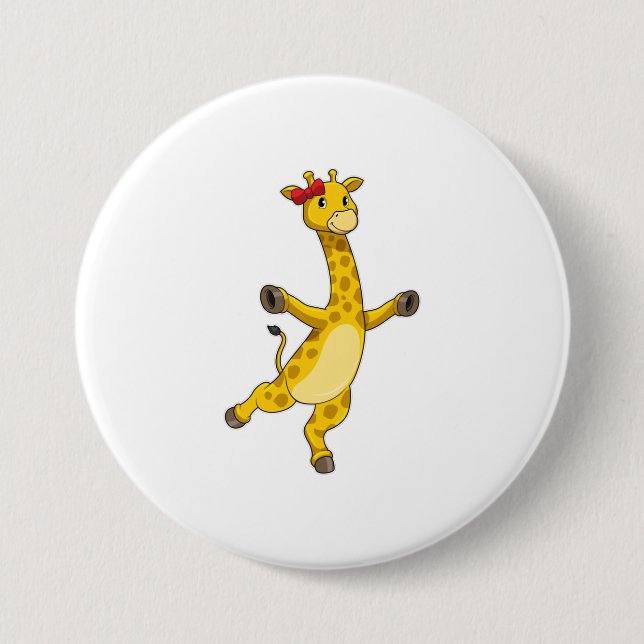 Giraffe with Ribbon Button (Front)