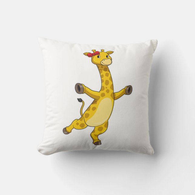 Giraffe with Ribbon Throw Pillow (Front)