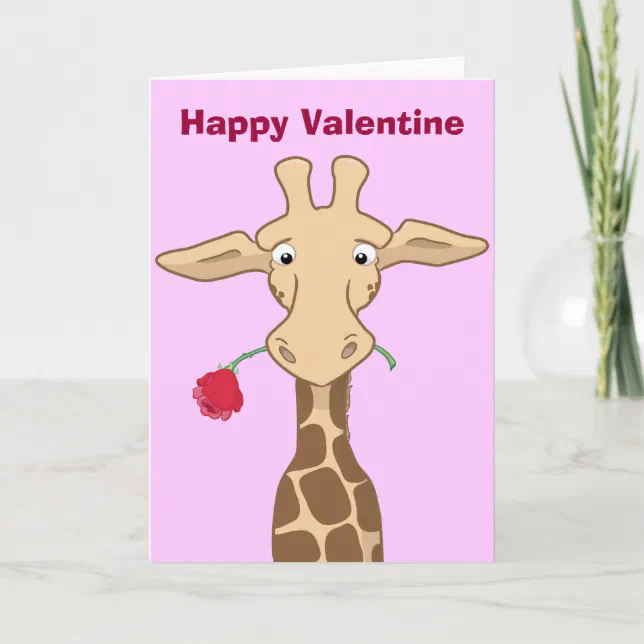 Giraffe with Rose Valentine Card | Zazzle