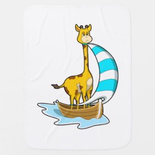 Giraffe with Sailing boat Baby Blanket