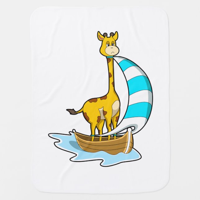 Giraffe with Sailing boat Baby Blanket (Front)