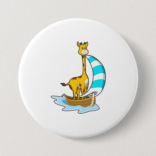 Giraffe with Sailing boat Button (Front)