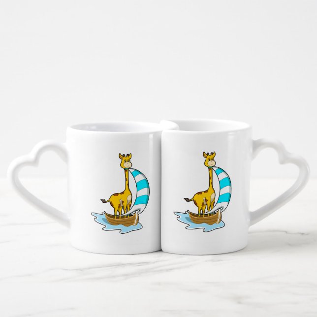 Giraffe with Sailing boat Coffee Mug Set (Front Nesting)