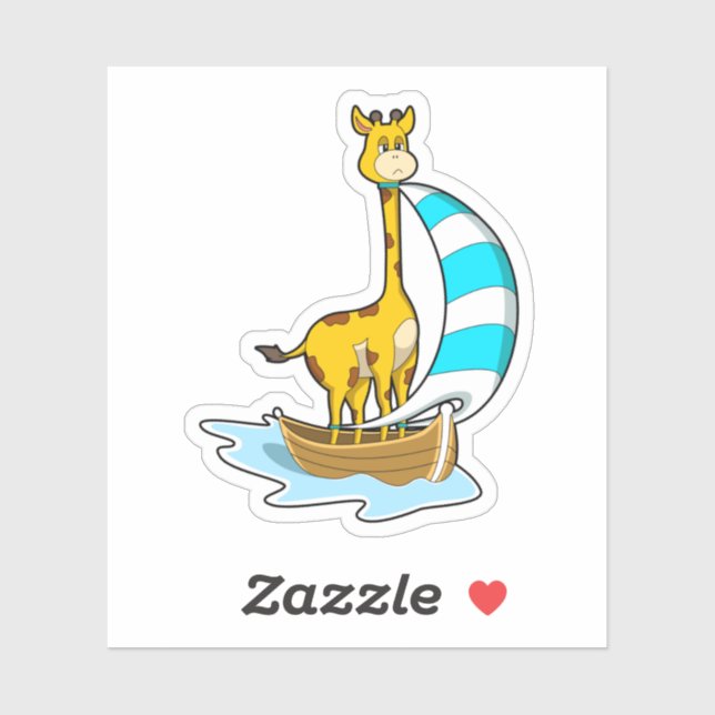 Giraffe with Sailing boat Sticker (Sheet)