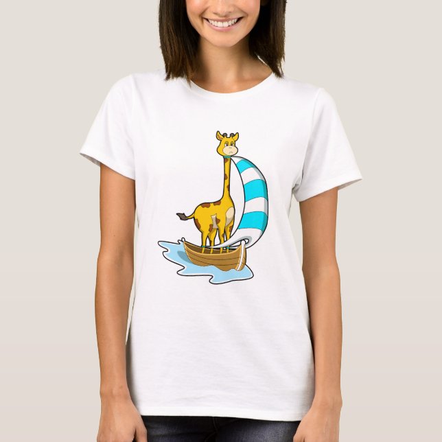 Giraffe with Sailing boat T-Shirt (Front)