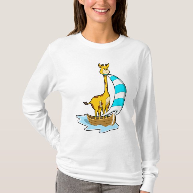 Giraffe with Sailing boat T-Shirt (Front)
