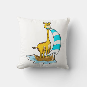 Giraffe with Sailing boat Throw Pillow