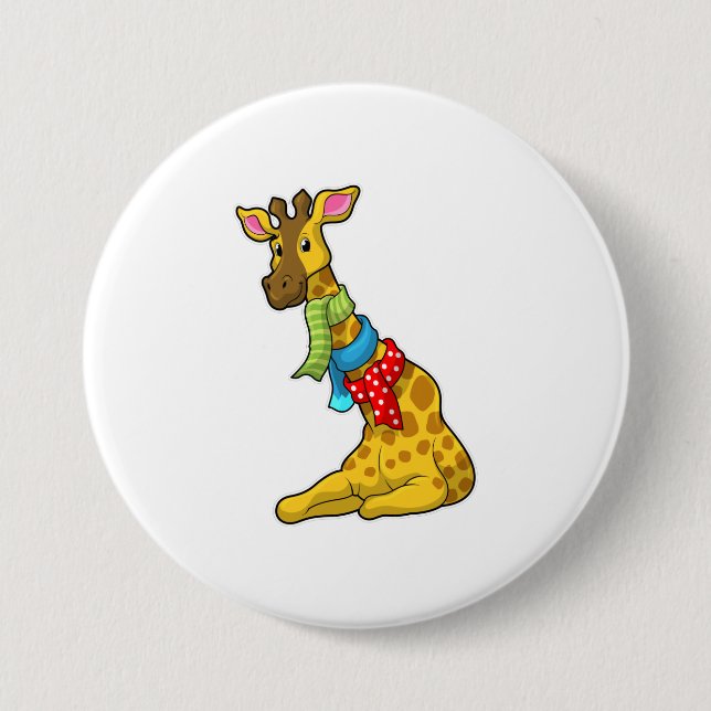 Giraffe with Scarf Button (Front)