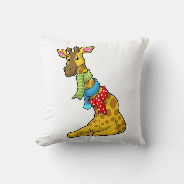 Giraffe with Scarf Throw Pillow (Front)