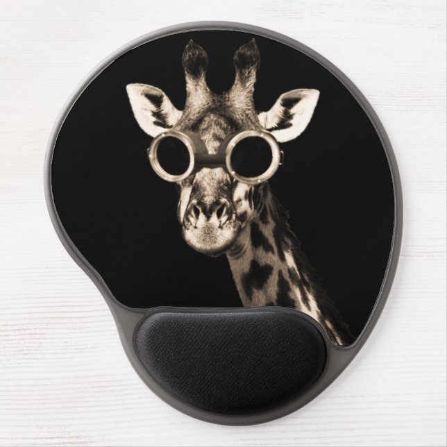 Giraffe With Steampunk Sunglasses Goggles Gel Mouse Pad (Front)