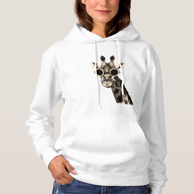 Giraffe With Steampunk Sunglasses Goggles Hoodie (Front)