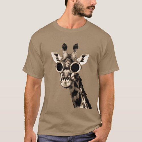 Giraffe With Steampunk Sunglasses Goggles T_Shirt