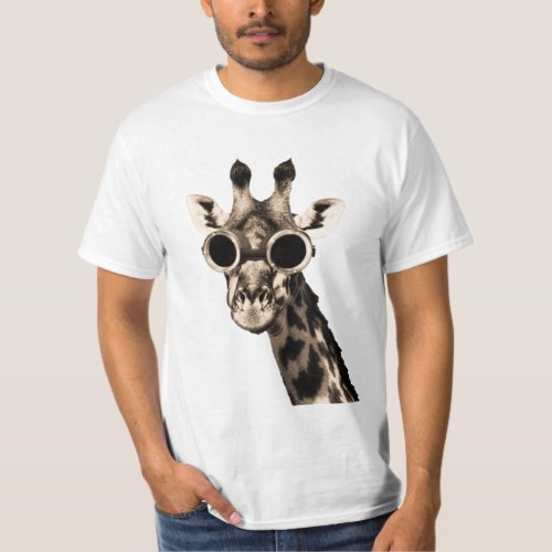 Giraffe With Steampunk Sunglasses Goggles T_Shirt