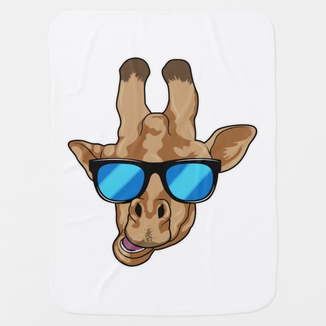 Giraffe with Sunglasses Baby Blanket (Front)