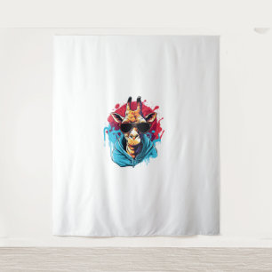 Giraffe With Sunglasses Bright Colors   Tapestry