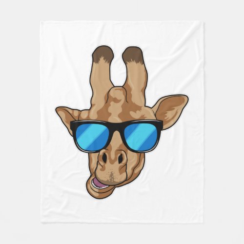 Giraffe with Sunglasses Fleece Blanket