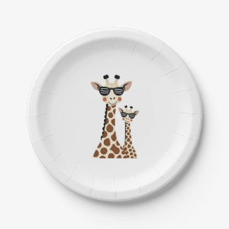 Giraffe with Sunglasses Jungle Safari Animal Giraf Paper Plates
