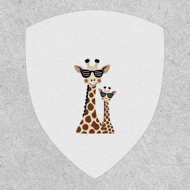 Giraffe with Sunglasses Jungle Safari Animal Giraf Patch (Front)