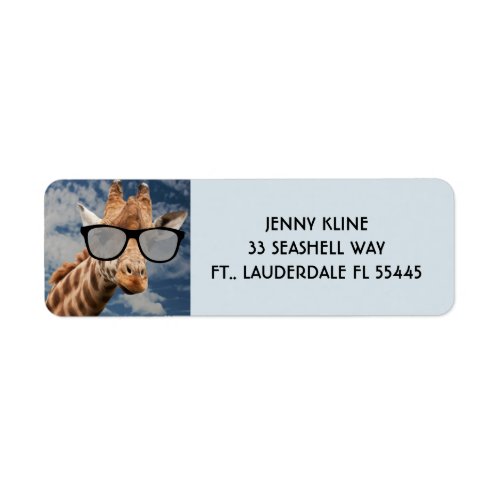 GIRAFFE WITH SUNGLASSES Return Address LabelS