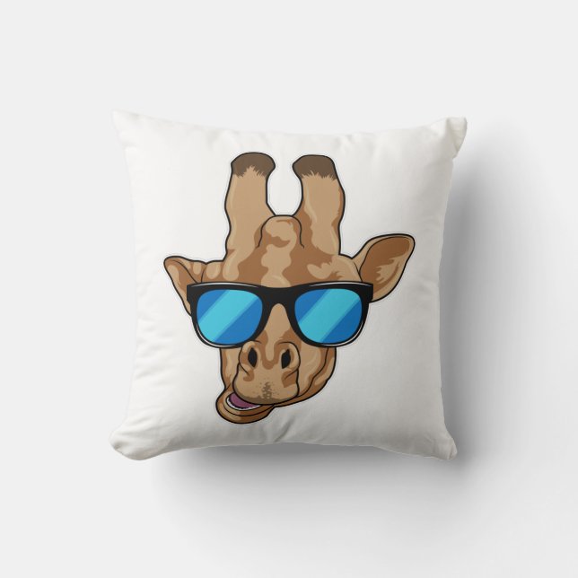 Giraffe with Sunglasses Throw Pillow (Front)