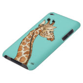 Giraffe with teal background iPod Case-Mate case (Bottom)
