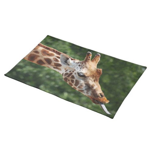 Giraffe with Tongue Out Cloth Placemat