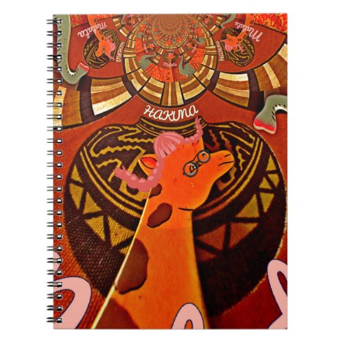 Giraffe with two ponytails art notebook