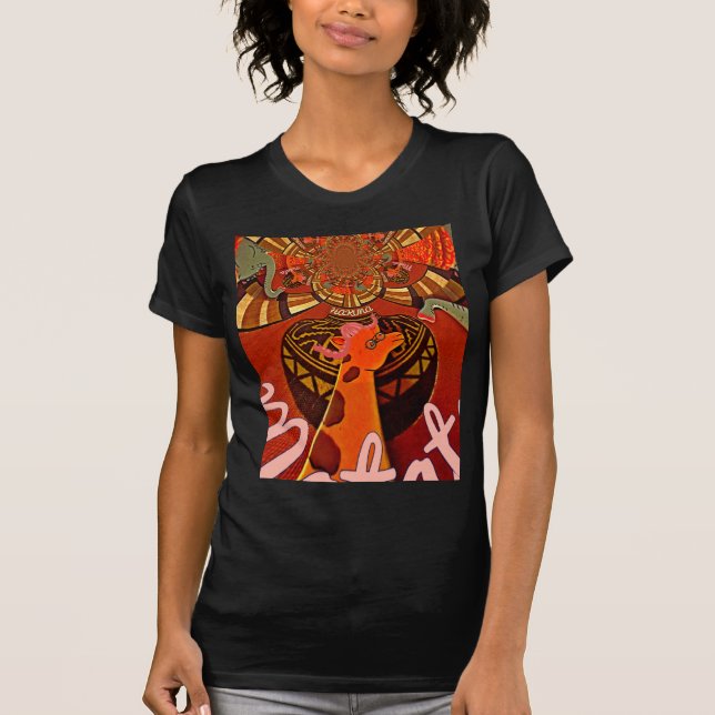 Giraffe with two ponytails art T-Shirt (Front)