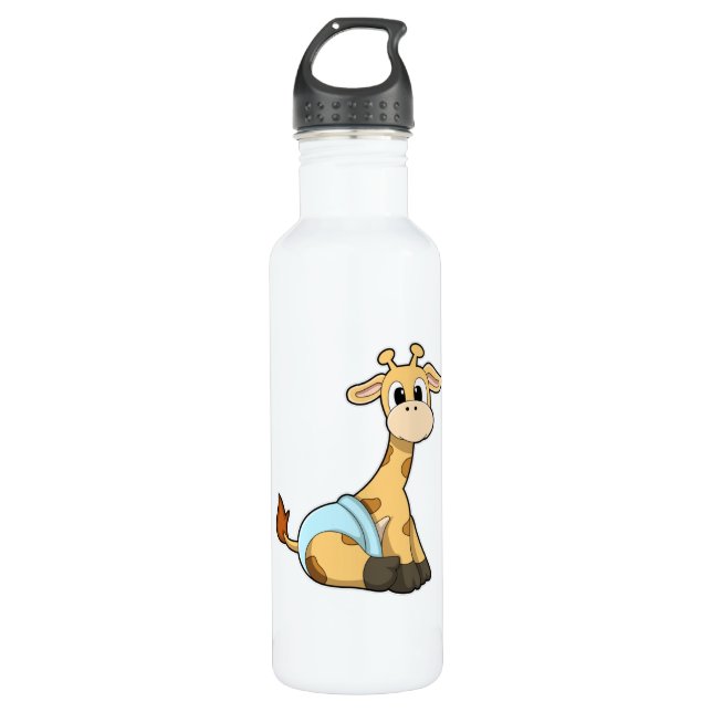 Giraffe with Underpants Stainless Steel Water Bottle (Front)