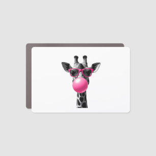 Giraffe Women Giraffe Face with Sunglasses Wild An Car Magnet