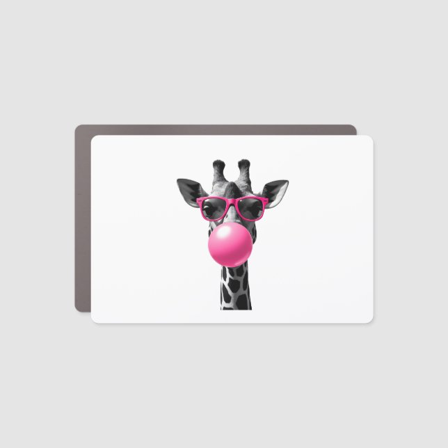 Giraffe Women Giraffe Face with Sunglasses Wild An Car Magnet (Front)