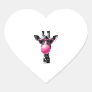 Giraffe Women Giraffe Face with Sunglasses Wild An Heart Sticker