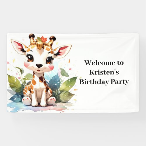 Giraffe Wonderland Kids Safari Birthday Banner