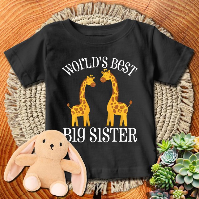 Giraffe 🦒 World's Best Big Sister | WHTXT Baby T-Shirt (Creator Uploaded)