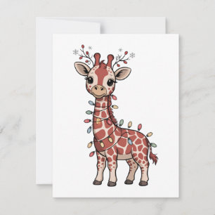 Giraffe Wrapped in Christmas Lights Animal Lovers  Note Card