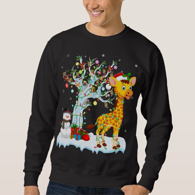 Giraffe Xmas Element Tree Lighting Giraffe Christm Sweatshirt (Front)