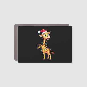 Giraffe Xmas Lighting Funny Santa Giraffe Christma Car Magnet