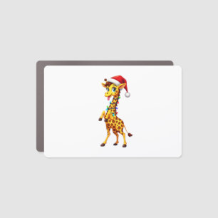 Giraffe Xmas Lighting Funny Santa Giraffe Christma Car Magnet