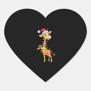 Giraffe Xmas Lighting Funny Santa Giraffe Christma Heart Sticker