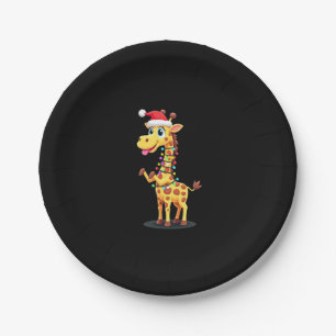 Giraffe Xmas Lighting Funny Santa Giraffe Christma Paper Plates