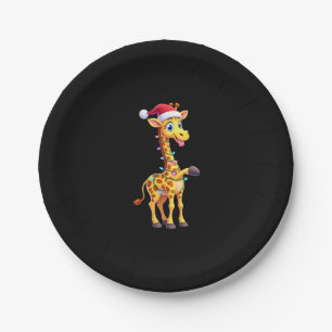 Giraffe Xmas Lighting Funny Santa Giraffe Christma Paper Plates